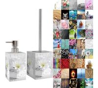 Sanilo Salle de Bain Set | Grande sélection | Distributeur de Savon et Brosse de Toilette | Design élégant, Chic | Un bel accroche-Regard pour la Salle de Bain (Bon Sentiment)