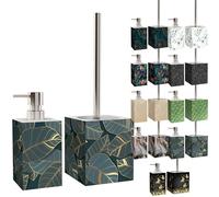 Sanilo Salle de Bain Set, Grande sélection, Distributeur de Savon et Brosse WC et Porte Brosse, Design élégant, Chic, Un bel accroche-Regard pour la Toilette (Monstera)