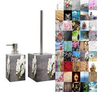 Sanilo Salle de Bain Set, Grande sélection, Distributeur de Savon et Brosse WC et Porte Brosse, Design élégant, Chic, Un bel accroche-Regard pour la Toilette (Pretty)