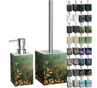 Sanilo Salle de Bain Set, Grande sélection, Distributeur de Savon et Brosse WC et Porte Brosse, Design élégant, Chic, Un bel accroche-Regard pour la Toilette (Greego)