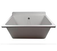 Sanit Lavabo avec trop-Plein (Coloris Gris, en Plastique résistant aux Chocs, capacité 35 litres, avec soupape de vidange, passoire, Bouchon avec chaîne, kit de Fixation) 60.003.66.0099, Blanc, Large