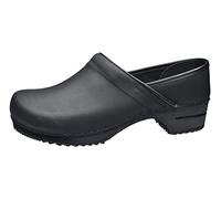 Sanita Jamie | Sabots fermés | Produit Original Fabriqué à la Main pour Homme | Sabots en Cuir avec Semelle en Bois | Noir | 41 EU