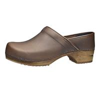 Sanita Jamie | Sabots fermés | Produit Original Fabriqué à la Main pour Homme | Sabots en Cuir avec Semelle en Bois | Marron | 47 EU