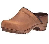 Sanita Julie | Sabots fermés | Produit Original Fabriqué à la Main pour Femme | Sabots en Cuir avec Semelle en Bois | Marron | 41 EU