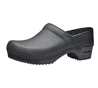 Sanita Julie | Sabots fermés | Produit Original Fabriqué à la Main pour Femme | Sabots en Cuir avec Semelle en Bois | Noir | 38 EU