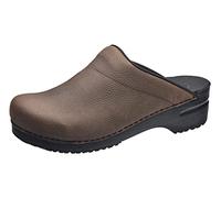 Sanita Karl en Cuir huilé | Sabots Ouvert | Produit Original Fabriqué à la Main pour Homme | Assise Plantaire de Forme Anatomique avec Mousse Souple | Marron | 40 EU