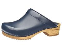 Sanita Lars Sabot ouvert original, fait à la main, en bois et cuir, pour homme, bleu, 46 1/3 EU