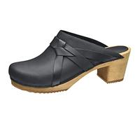 Sanita Manuella Sabot original fait main en cuir avec semelle en bois pour femme, Noir , 42 EU