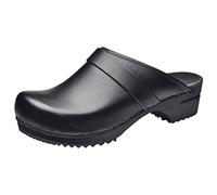 Sanita Rita | Sabots Ouverts | Produit Original Fabriqué à la Main pour Femme | Sabots en Cuir avec Semelle en Bois | Semelle Durable | Noir | EU 37