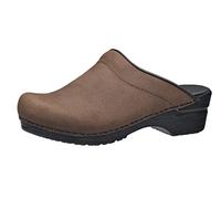 Sanita Sonja en Cuir huilé | Sabots Ouvert | Produit Original Fabriqué à la Main pour Femme | Assise Plantaire de Forme Anatomique avec Mousse Souple | Marron | 38 EU