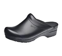 Sanita Sonja PU | Sabots Ouvert | Produit Original Fabriqué à la Main pour Femme | Assise Plantaire de Forme Anatomique avec Mousse Souple | Noir | 38 EU