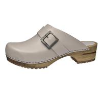 Sanita Urban | Sabots Ouverts | Produit Original Fabriqué à la Main pour Femme | Sabots en Cuir avec Semelle en Bois | Gris | 39 EU