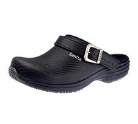 Sanita Wave Carbon | Sabots Ouvert | pour Femme | Semelle extrêmement antidérapante avec Niveau SRC | Assise Plantaire de Forme Anatomique avec Mousse Souple | Bride de Talon | Noir | 36 EU