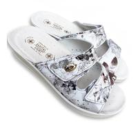 Sanital ciabatte Sanitaire femme double déchirure tige véritable cuir fleurs semelle douce onde résidente silencieuse A573, Fleurs Pervinca, 38 EU