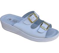 Sanital Light - Chausson Femme en Cuir | Mule Confort Femme | Semelle Anatomique | Légèreté Maximale | Fait en Italie, Blanc, 37, Cuir