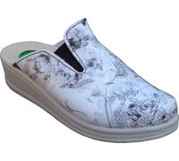 Sanital Light Chaussons femme en cuir avec élastique latéral - Confort pour Hallux Valgus, semelle anatomique avec gel amortissant au talon, semelle légère antidérapante, Fleurs fermées, 40 EU