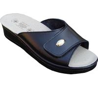 Sanital Light Chaussons femme en cuir avec élastique latéral - Confort pour Hallux Valgus, semelle anatomique avec gel amortissant au talon, semelle légère antidérapante, Noir ouvert, 41 EU