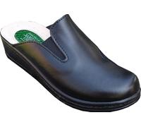 Sanital Light Chaussons femme en cuir avec élastique latéral - Confort pour Hallux Valgus, semelle anatomique avec gel amortissant au talon, semelle légère antidérapante, Noir fermé, 36 EU