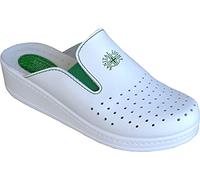 Sanital Light - Mule pour Famme en Cuir pour la Maison - 1352 avec un COUSSINET EN GEL sur le talon - BLANC 40