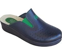 Sanital Light - Mule pour Famme en Cuir pour la Maison - 1352 avec un COUSSINET EN GEL sur le talon - BLEU 40