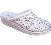 Sanital Light Sabot Femme en Cuir 1350 - Fleurs Blanc - 36