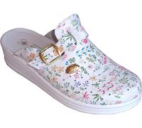 Sanital Light - Sandales en cuir avec sangle - Semelle intérieure rembourrée anti-choc - Légère et confortable - Fabriqué en Italie - Respirant et stable, cuir, Fleurs 1, 37 EU