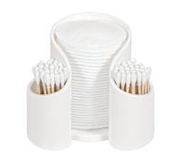 Sanitary Storage - Round Apothecary Jars, Cosmetic Toiletry Canister, Removable Lid Protection, Dust Proof Grooming Station, Personal Care Hardware, White Bin for Cups Hair Ties Jewelry
