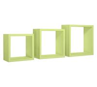 SANITEC Caucube Étagères murales, Bois, Vert, 15,5 x 35,0 x 35,0 cm, 3 unités