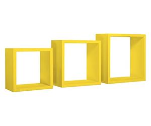 SANITEC MODULARREDO Incube Lot de 3 étagères murales, Cubes d'ameublement, étagères Cubes, Cubes muraux, 35 x 35 p15,5 cm 30 x 30 p15,5 cm et 25 x 25 p15,5 cm, Jaune canari - Made in Italy