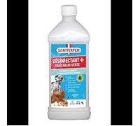 SANITERPEN - Désinfectant Plus Fraîcheur Verte - Désinfectant Parfumé de Surfaces Spécial Lieu de Vie des Animaux et Usage Domestique - Bactéricide - Fabrication Française - Flacon 1 L
