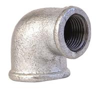 Sanitop-Wingenroth 13250 3 Coude en Fonte malléable N° 90, 1/2" x 3/8", avec 2 filetages Femelles, galvanisé, réduit, argenté, 1/2 x 3/8 Zoll