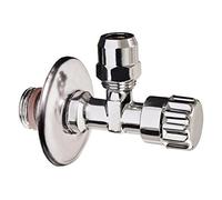 Sanitop-Wingenroth Vanne d'angle pour lavabo et réservoir de chasse | 3/8" | Robinet de raccordement | Auto-étanche | Avec revêtement à compression et compensation de longueur | Avec rosette de poussée | Laiton chromé | 19059 6
