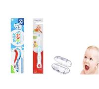 Sanitral Kit complet de première brosse à dents pour bébé - Dents de lait Aquafresh 0-2 ans dentifrice + brosse à dents extra douce + brosse à dents à doigts (lot de 3)
