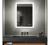 SANIVERRE BOLEO Miroir LED Lumineux 50 x 70 cm réversible (2100 LMS) Fonctions tactiles : intensité & Couleur réglables + antibuée - Miroir Salle de Bain