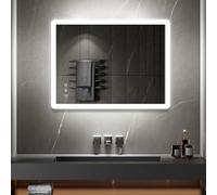 BOLEO Miroir LED Lumineux 70 x 100 cm réversible (2100 LMS) Fonctions tactiles : intensité & Couleur réglables + antibuée - Miroir Salle de Bain