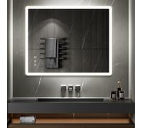 SANIVERRE BOLEO Miroir LED Lumineux 80 x 100 cm réversible (2100 LMS) Fonctions tactiles : intensité & Couleur réglables + antibuée - Miroir Salle de Bain