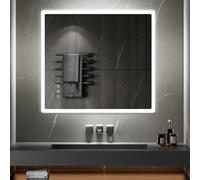 SANIVERRE BOLEO Miroir LED Lumineux 90 x 100 cm réversible (2100 LMS) Fonctions tactiles : intensité & Couleur réglables + antibuée - Miroir Salle de Bain
