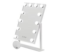 SANIVERRE Bulb Little Miroir de Maquillage sur Pied Blanc 12 LED Couleur & intensité Lumineuse réglables