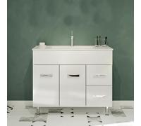 SANIVERRE Madrid Meuble Salle de Bain sur Pieds Simple Vasque Blanc Largeur 100 cm