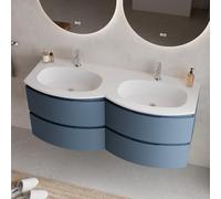 SANIVERRE Meuble Double Vasque 140 cm Bleu-Mer Collection Salle de Bain ARMONIA sans Colonne