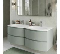 SANIVERRE Meuble Double Vasque 140 cm Vert Sauge Collection Salle de Bain ARMONIA (sans Colonne)
