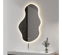 SANIVERRE Miroir LED Lumineux 70 x 110 cm réversible (2100 LMS) Tactile : antibuée + intensité et Couleur réglables - Collection Salle de Bain Onda
