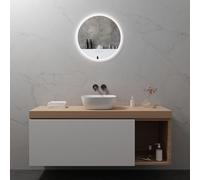 SANIVERRE Radius Miroir Lumineux Rond Salle de Bain LED 3 Couleurs + intensité réglable & Fonction Anti-buée Ø 60 cm