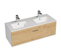 SANIVERRE RUBITE Meuble Salle de Bain Double Vasque 1 tiroir Chêne Largeur 120 cm