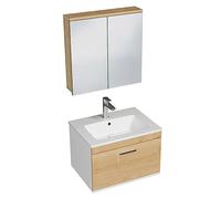 SANIVERRE RUBITE Meuble Salle de Bain Simple Vasque 1 Tiroir Chêne Largeur 60 cm avec Miroir Armoire