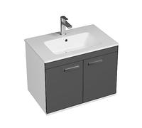 SANIVERRE RUBITE Meuble Salle de Bain Simple Vasque 2 Portes Anthracite Largeur 70 cm