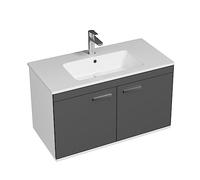 SANIVERRE RUBITE Meuble Salle de Bain Simple Vasque 2 Portes Anthracite Largeur 90 cm