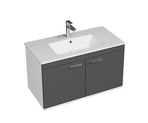 SANIVERRE RUBITE Meuble Salle de Bain Simple Vasque 2 Portes Anthracite Largeur 90 cm