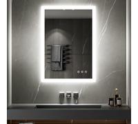SANIVERRE TEMEO Miroir Mural LED Lumineux 60 x 80 cm réversible (2100 LMS) Tactile : antibuée + intensité et Couleur réglables - Salle de Bain