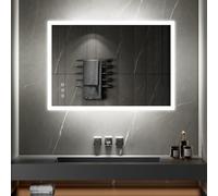 SANIVERRE TEMEO Miroir Mural LED Lumineux 70 x 100 cm réversible (2100 LMS) Tactile : antibuée + intensité et Couleur réglables - Salle de Bain